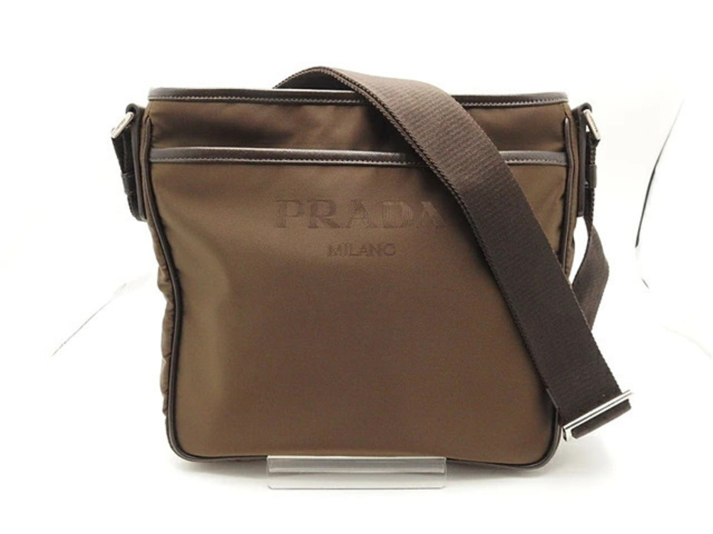 Prada Tessuto Saffiano shoulder bag calfskin brown